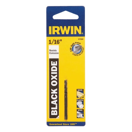 IRWIN Irwin Tools 67504 DRILL 1/16 HD JL 135' BLK OX CARDED