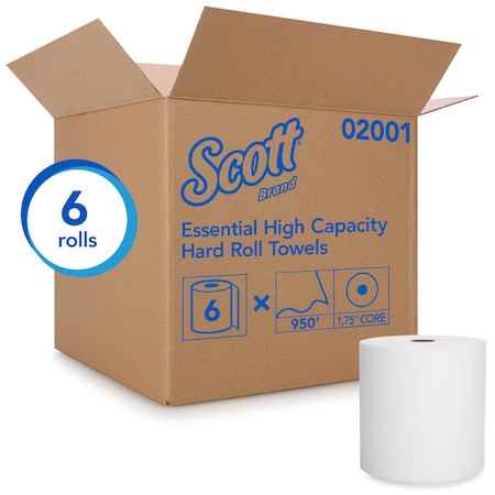 SCOTT Scott 2001 Essential High-Capacity Hard Roll Towel White 8 Inch X 950 Ft 6 Rolls/Carton