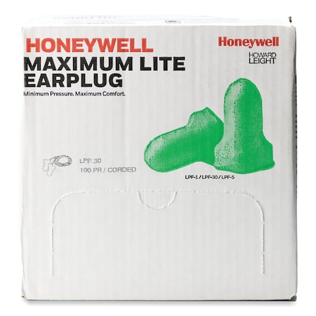 HONEYWELL HOWARD LEIGHT Honeywell Howard Leight LPF-30 Max Lite 33 dB Corded Foam Disposable Ear Plugs (Box of 100)