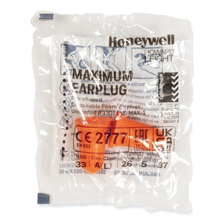 HONEYWELL HOWARD LEIGHT Honeywell MAX-1 Maximum Disposable Earplugs Foam Uncorded Coral 200 Pairs