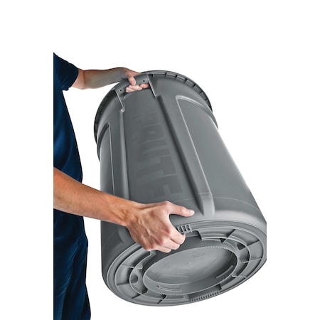 RUBBERMAID COMMERCIAL Rubbermaid Commercial FG265500GRAY BRUTE Round Container 55 Gallon Heavy-Duty Plastic Without Lid