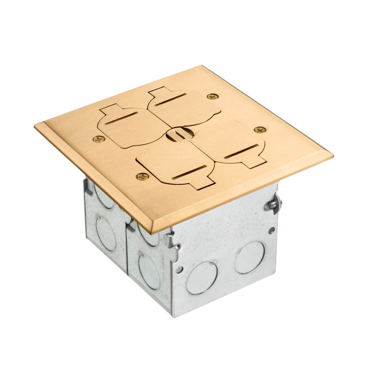ARLINGTON Arlington FLB5552MB Combination Floor Box Kit with Installed Low Voltage Divider 2 Gangs