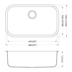 DAKOTA Dakota Plumbing Products GSR-18-2718 Undermount Kitchen Sink