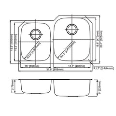 DAKOTA Dakota Plumbing Products GSR-18-4060 Kitchen Sink 40/60