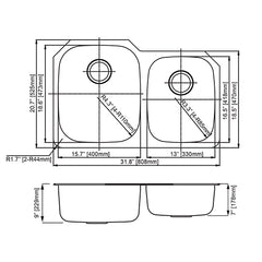 DAKOTA Dakota Plumbing Products GSR-16-6040 Undermount Kitchen Sink