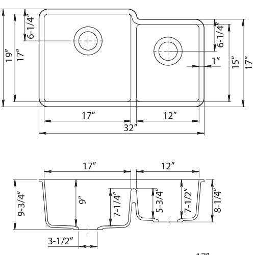 DAKOTA Dakota Plumbing GSE-QC6040LD-BK 60/40 Undermount Kitchen Sink Black