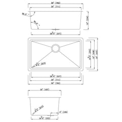 DAKOTA Dakota Plumbing Products GSM-16-3018 Undermount Kitchen Sink