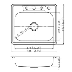 DAKOTA Dakota Plumbing Products GSR-20-TM2522-3 Kitchen Sink