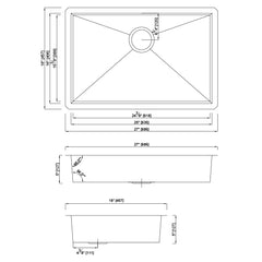 DAKOTA Dakota Plumbing GSZ-2718ADA Undermount Kitchen Sink Ada