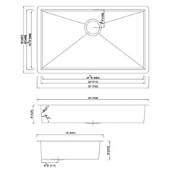 DAKOTA Dakota Plumbing Products GSZ-3018ADA Undermount Kitchen Sink