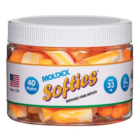 MOLDEX Moldex 6683 Earplug Canister Softies Foam Orange/White 40 Pairs