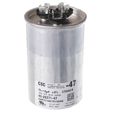 RHEEM Rheem 43-26271-47 Dual Round Capacitor 70/10 MFD 370V