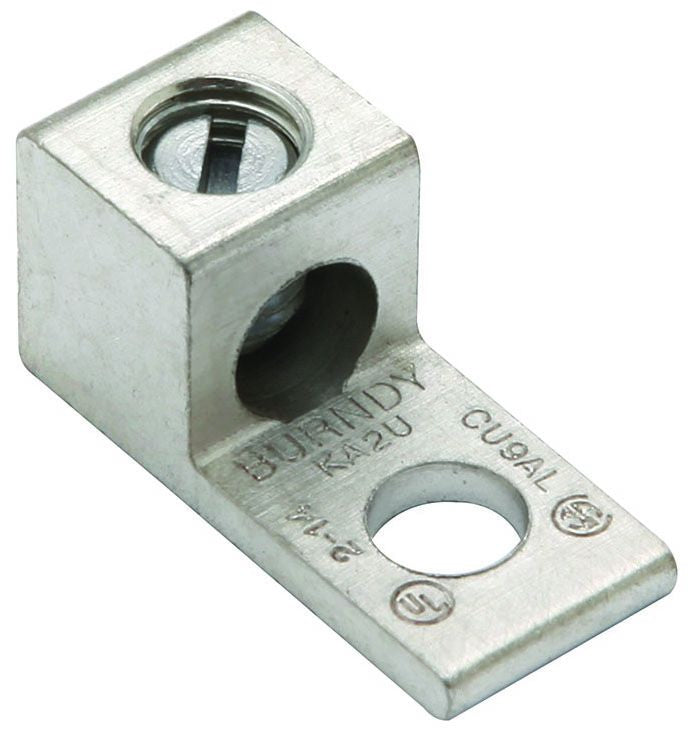 BURNDY BURNDY KA6U Aluminum Universal Terminal, 1 Hole, 14-6 AWG (Str), 1/4 Stud, 1 Screw, Al/Cu Rated