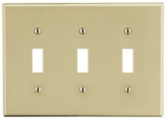 Hubbell Wiring Device-Kellems P3I Wallplate, 3 Gang Toggle, Ivory