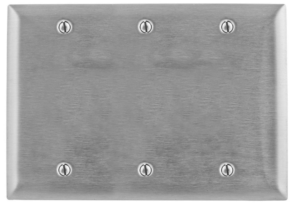 HUBBELL Hubbell SS33 Wallplate, Blank, Standard, 3-Gang, Box Mount