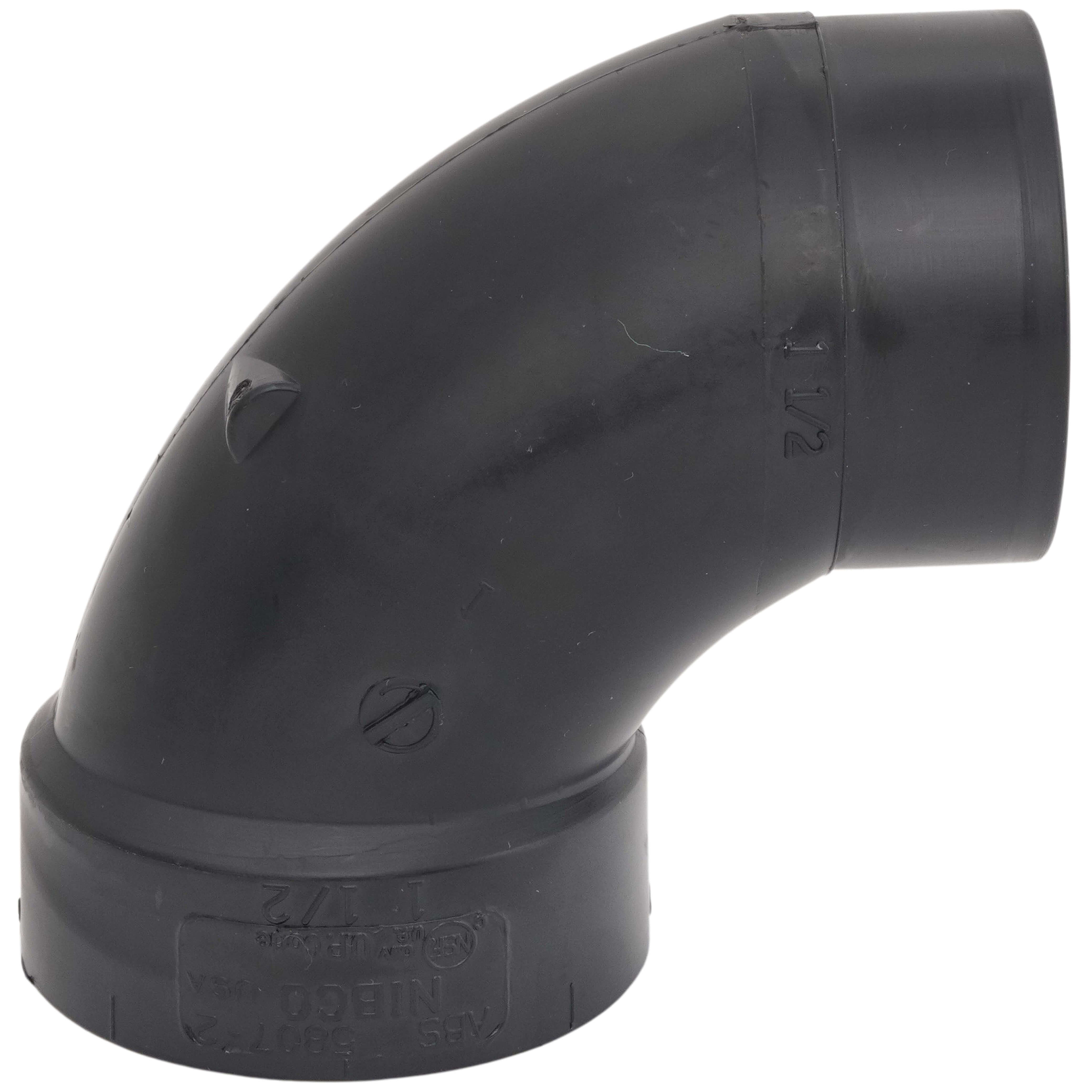 NIBCO Nibco I058050 58072 1-1/2 Spigot x Hub ABS DWV 90 Street Elbow