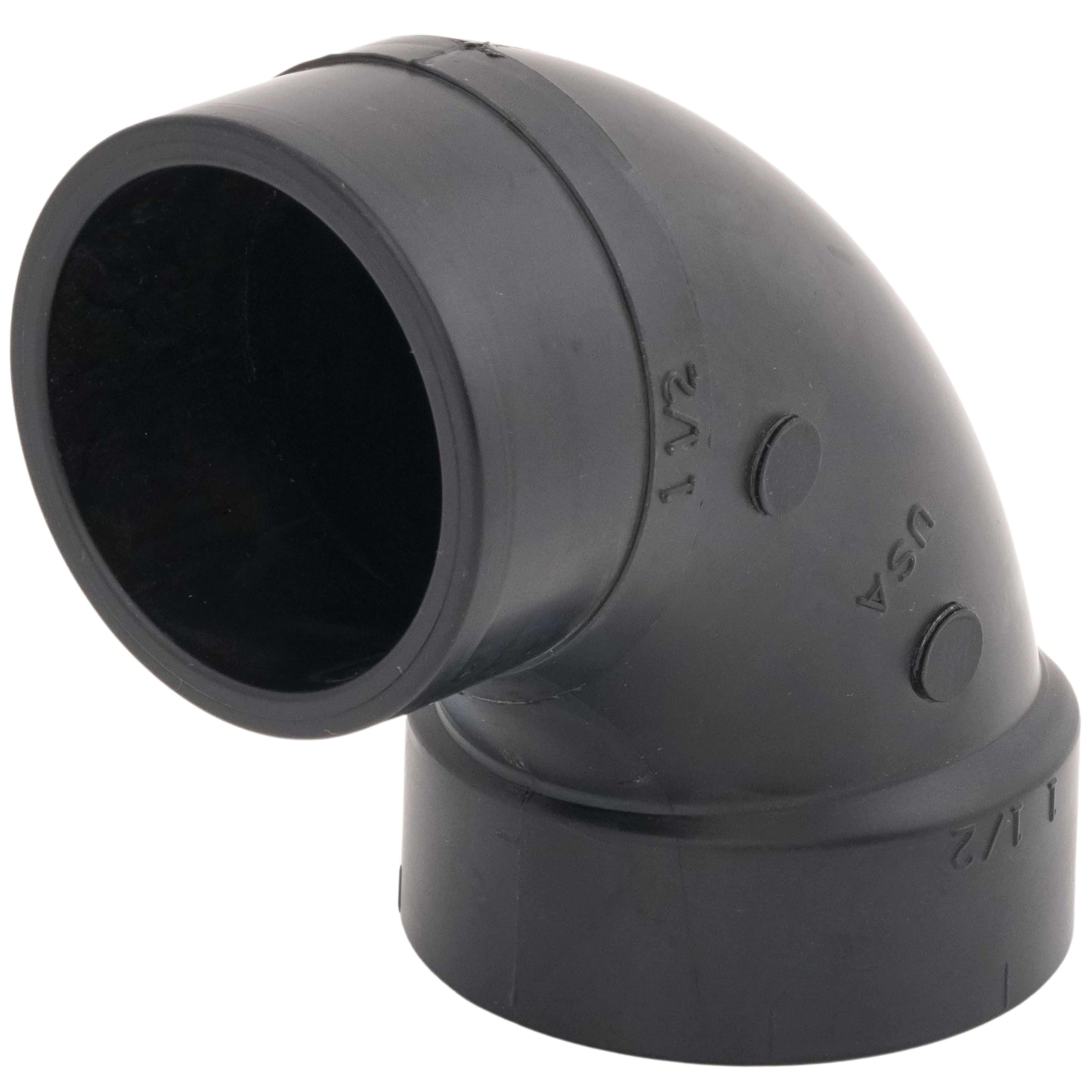 NIBCO Nibco I058050 58072 1-1/2 Spigot x Hub ABS DWV 90 Street Elbow