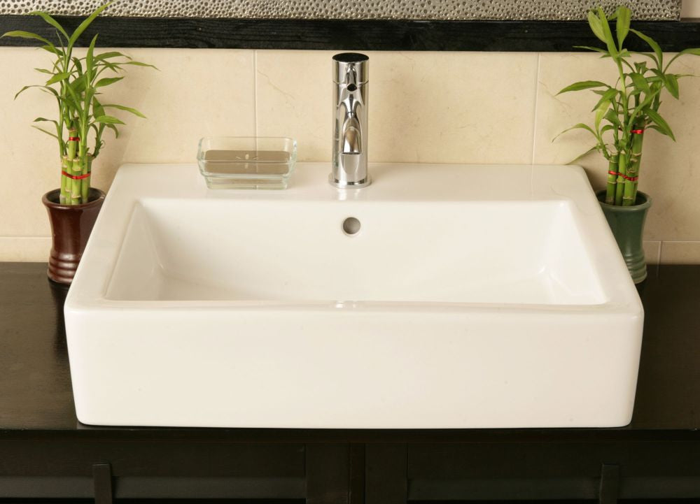 ICERA ICERA L-8200.01 Box Vessel Bathroom Sink Deck Mount Rectangle in Rectangle