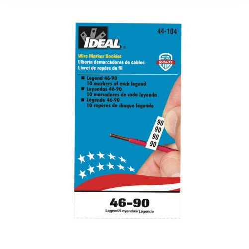 IDEAL Ideal 44-104 Wire Marker Book, 1-1/2 in x 1/4 in - 46-90