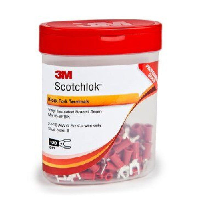 3M 3M MV18-8FBX block fork insulated terminal (22-18 AWG / #8 stud / 0.85 in length)