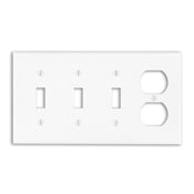 LEVITON Leviton P38-I 4-Gang 3-Toggle 1-Duplex Device Combination Wallplate Standard Size