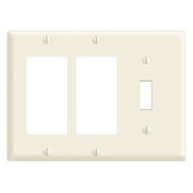 LEVITON Leviton 80431-W 3-Gang 1-Toggle 2-Decora GFCI Device Mount Standard Size Thermoset White Combination Wallplate