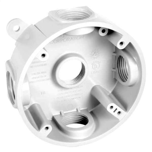 HUBBELL Hubbell PRB57550WH Weatherproof Box 4.25 in Diameter (5 Outlets) PRB57550WH
