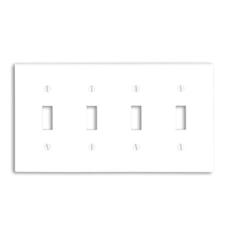 LEVITON Leviton 88012 4-Gang Toggle Switch Wallplate, Thermoset, White