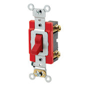 LEVITON Leviton 1221-2R 20A 120/277V, Toggle Single-Pole AC Quiet Switch, Red