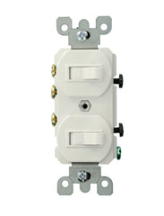Leviton 5241-WS Traditional 3-Way Duplex Specification Grade Combination Switch, 15 A, 125 VAC, 1800 W