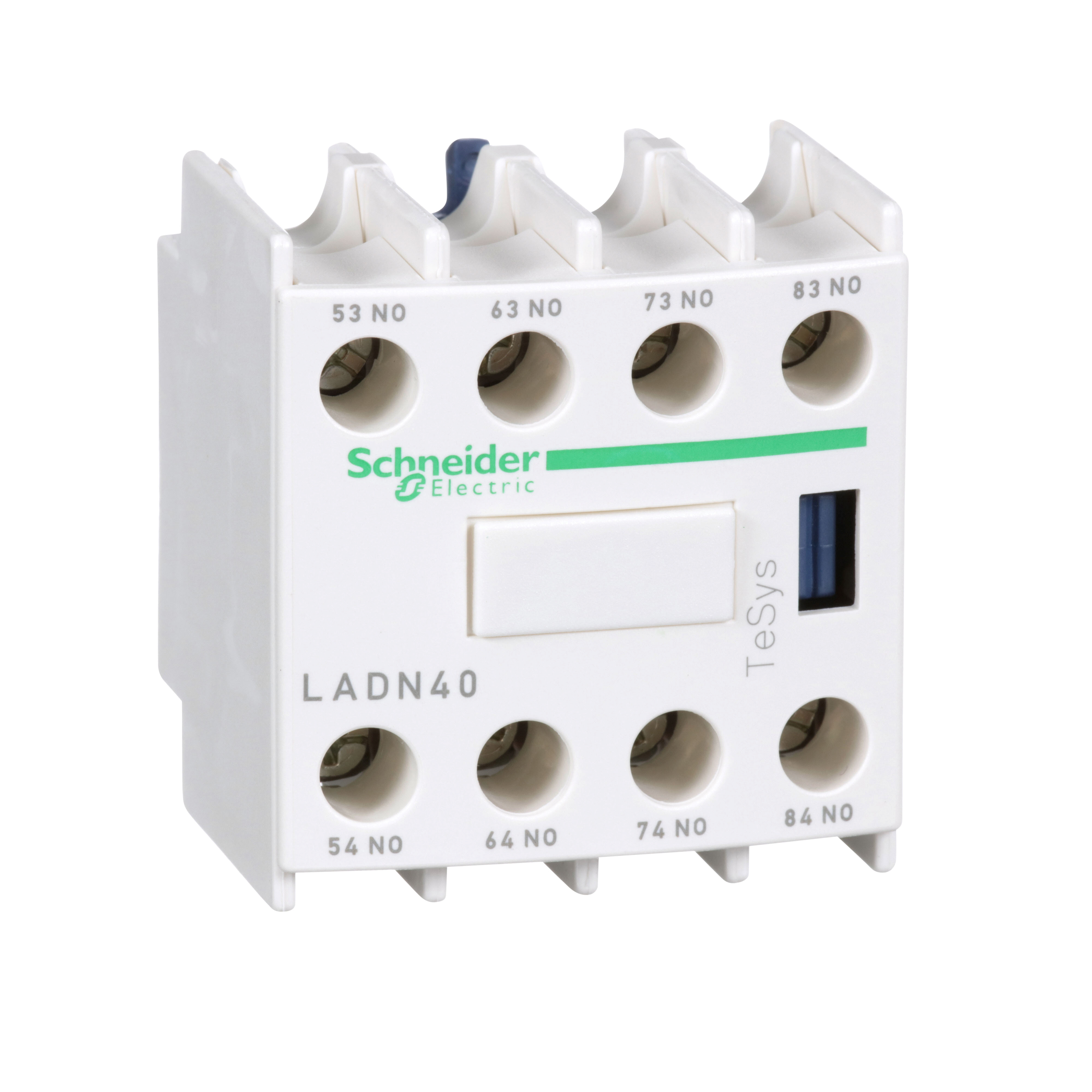 SCHNEIDER ELECTRIC Schneider Electric LADN40 Square D 690 VAC 10 Amp 8-Pole 4NO Front Mount Screw Clamp Terminal Contactor Auxiliary Contact
