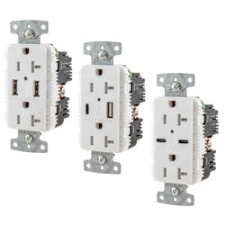 HUBBELL Hubbell USB20AC5W USB Charger Receptacle 20A 125V