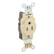 LEVITON Leviton 5261-GY Heavy Duty Single Receptacle 15 Amp 125 Volt