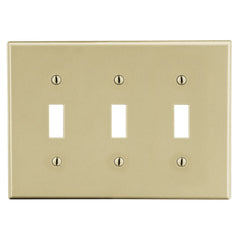 Hubbell Wiring Device-Kellems P3I Wallplate, 3 Gang Toggle, Ivory