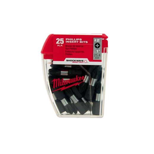 MILWAUKEE Milwaukee 48-32-4604 SHOCKWAVE Impact Phillips #2 Insert Bits (25-Piece Contractor Pack)