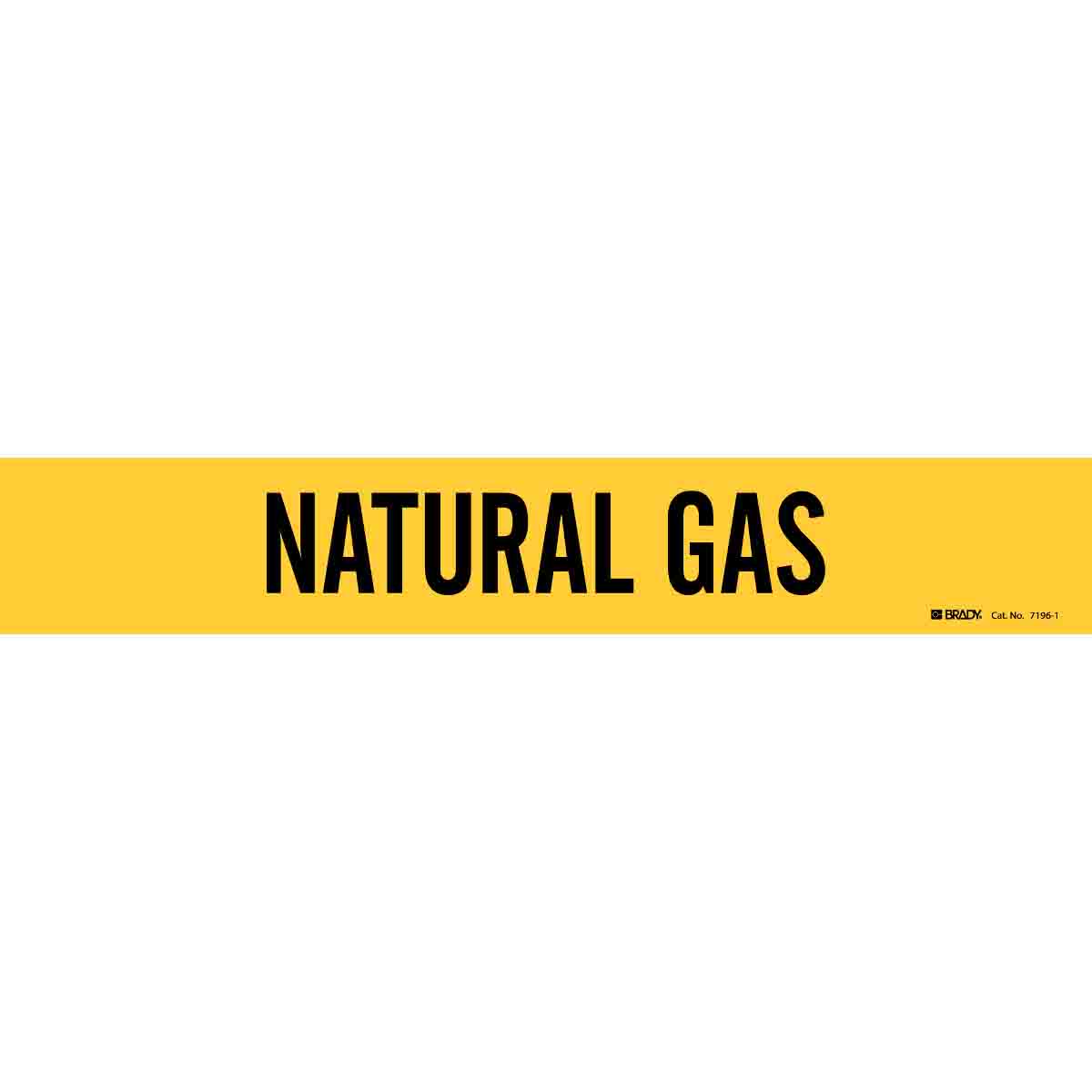 BRADY Brady 7196-1 Self-Sticking Vinyl Pipe Marker Natural Gas Black on Yellow 2-1/4 in x 14 in