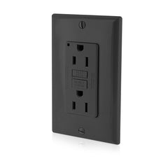 Leviton GFNT1-E GFCI Receptacle, Duplex, 125 VAC, 15 Amp, 2 Poles, 3 Wires, Black