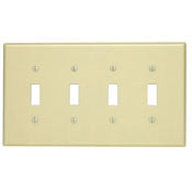 LEVITON Leviton PJ4-W 4-Gang Toggle Switch Wallplate Midway Size White