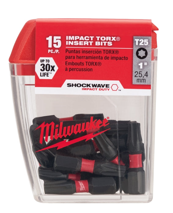 MILWAUKEE Milwaukee 48325014 SHOCKWAVE Impact Duty Insert Bits 1 In. T25 (15 Pack) Replacement MPN