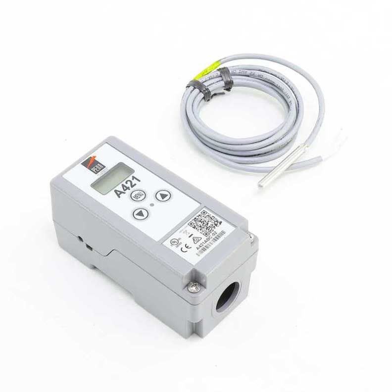 JOHNSON CONTROLS Johnson Controls A421ABC-02 Single Stage Digital Temperature Control 120/240V -40 to 212 Degrees 6-1/2 Foot Lead Wire