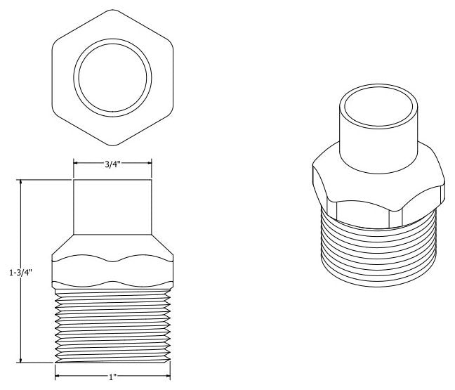 JONES STEPHENS Jones Stephens C75329 1/2 x 1/4, C x MPT, Wrot Copper, Reducing, Male Adapter