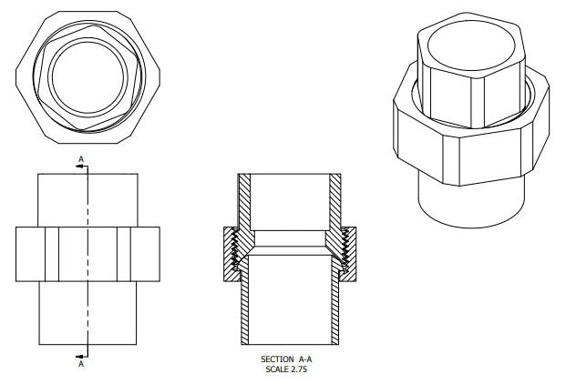 JONES STEPHENS Jones Stephens C75505 1-1/4 x 1-1/4 C x C Lead-Free Wrot Copper Union
