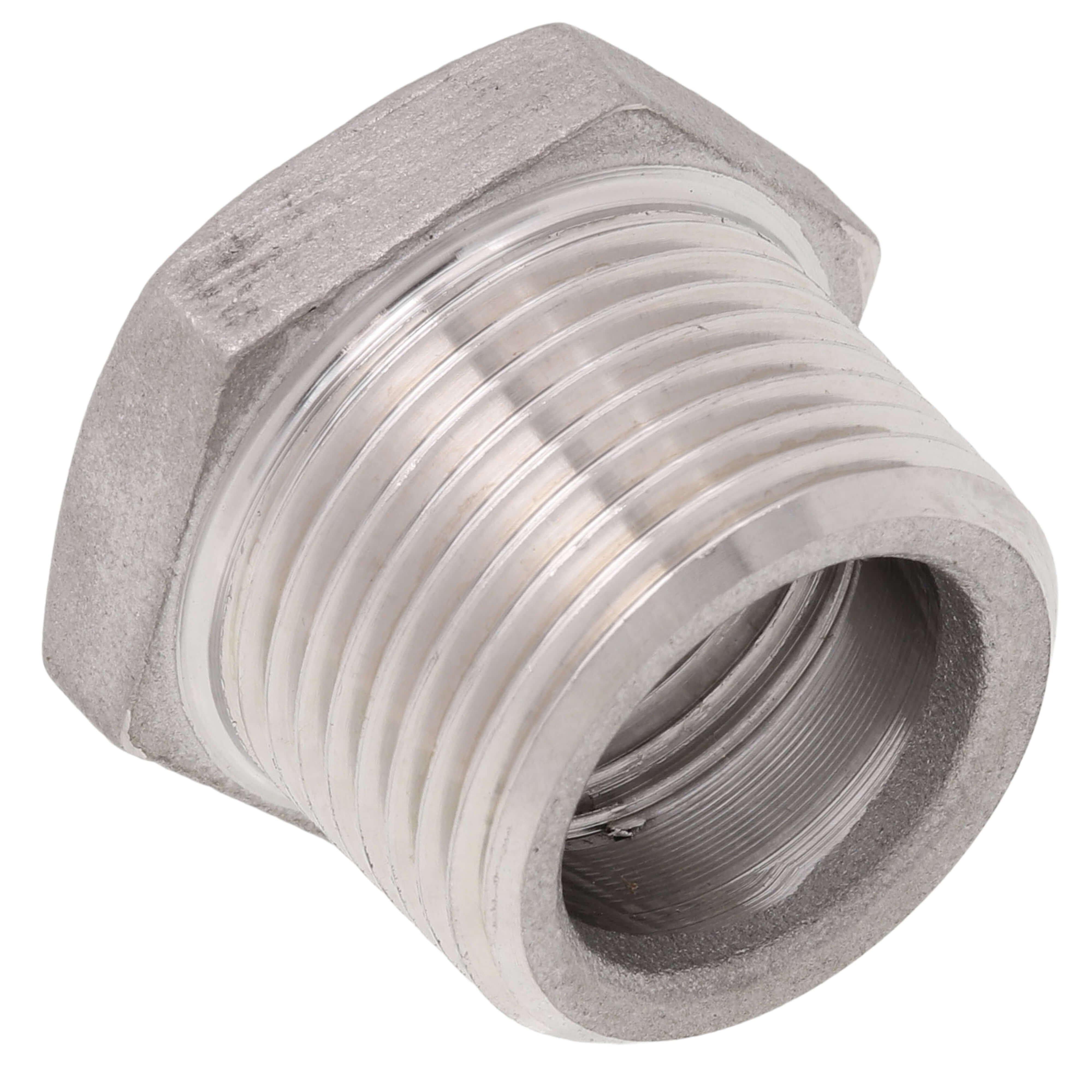 MERIT BRASS Merit Brass K414-1208 Hex Head Pipe Bushing, 3/4 x 1/2 in Nominal, MNPT x FNPT End Style, 150 lb, 304/304L Stainless Steel, Import