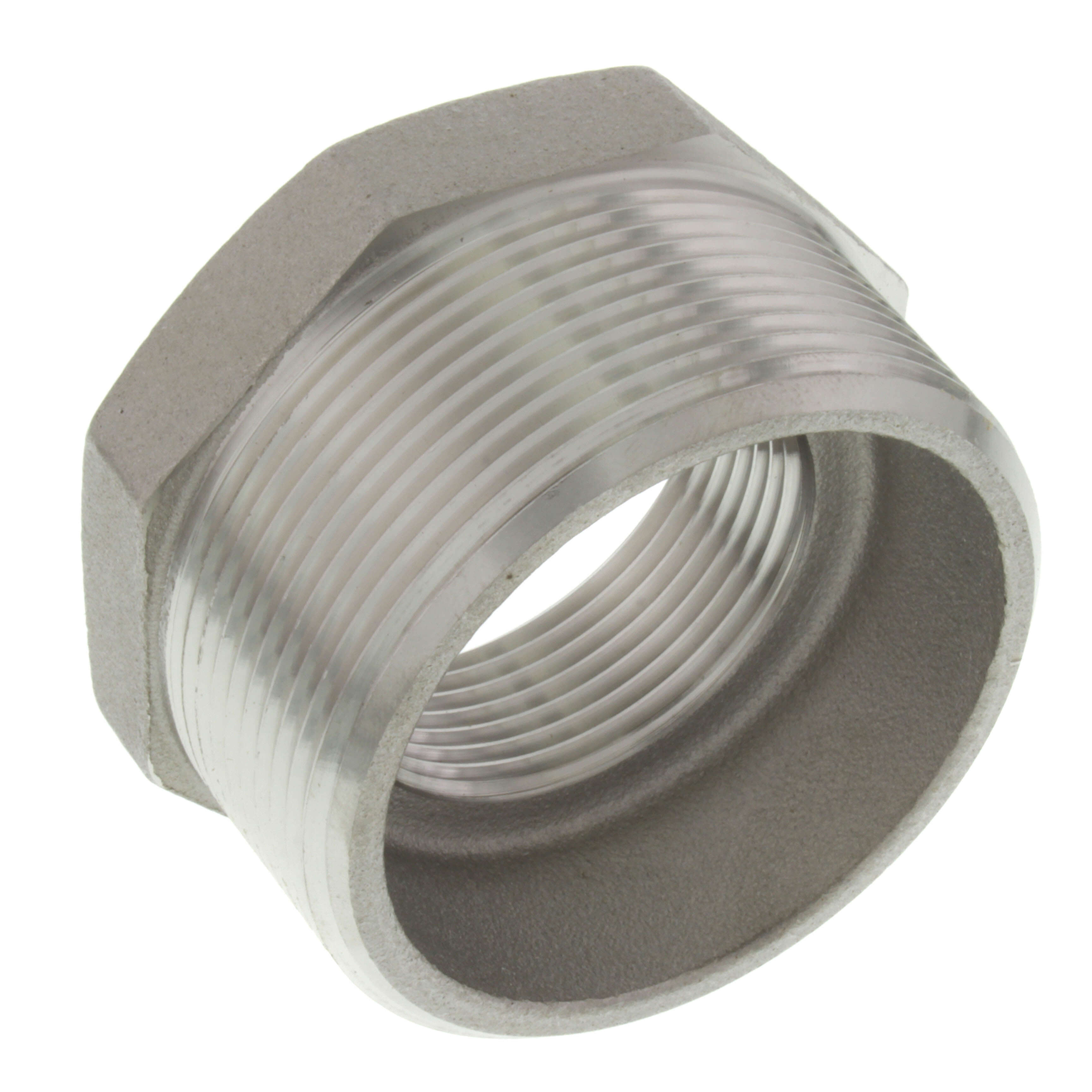 MERIT BRASS Merit Brass K414-3220 Hex Head Pipe Bushing, 2 x 1-1/4 in Nominal, MNPT x FNPT End Style, 150 lb, 304/304L Stainless Steel, Import