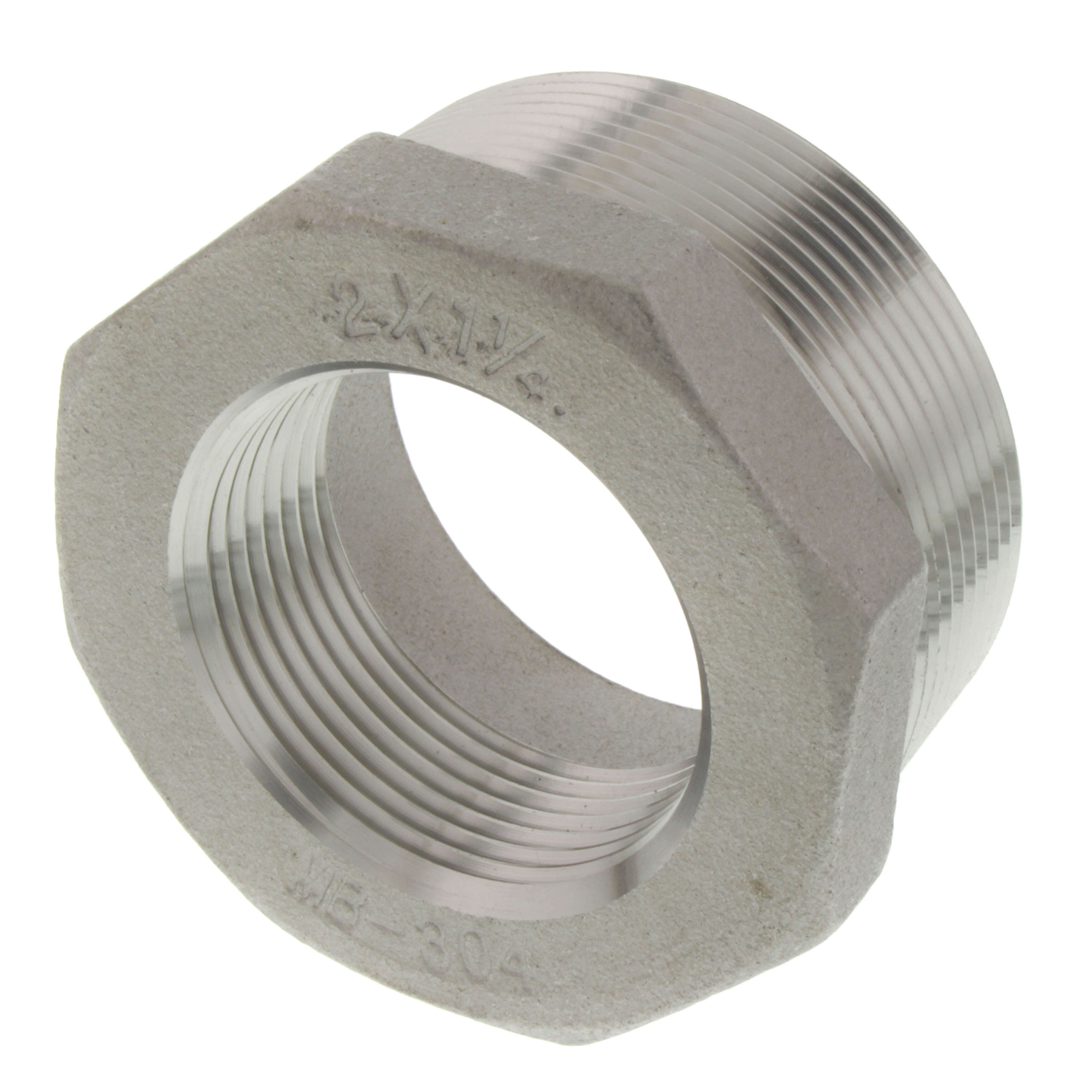MERIT BRASS Merit Brass K414-3220 Hex Head Pipe Bushing, 2 x 1-1/4 in Nominal, MNPT x FNPT End Style, 150 lb, 304/304L Stainless Steel, Import