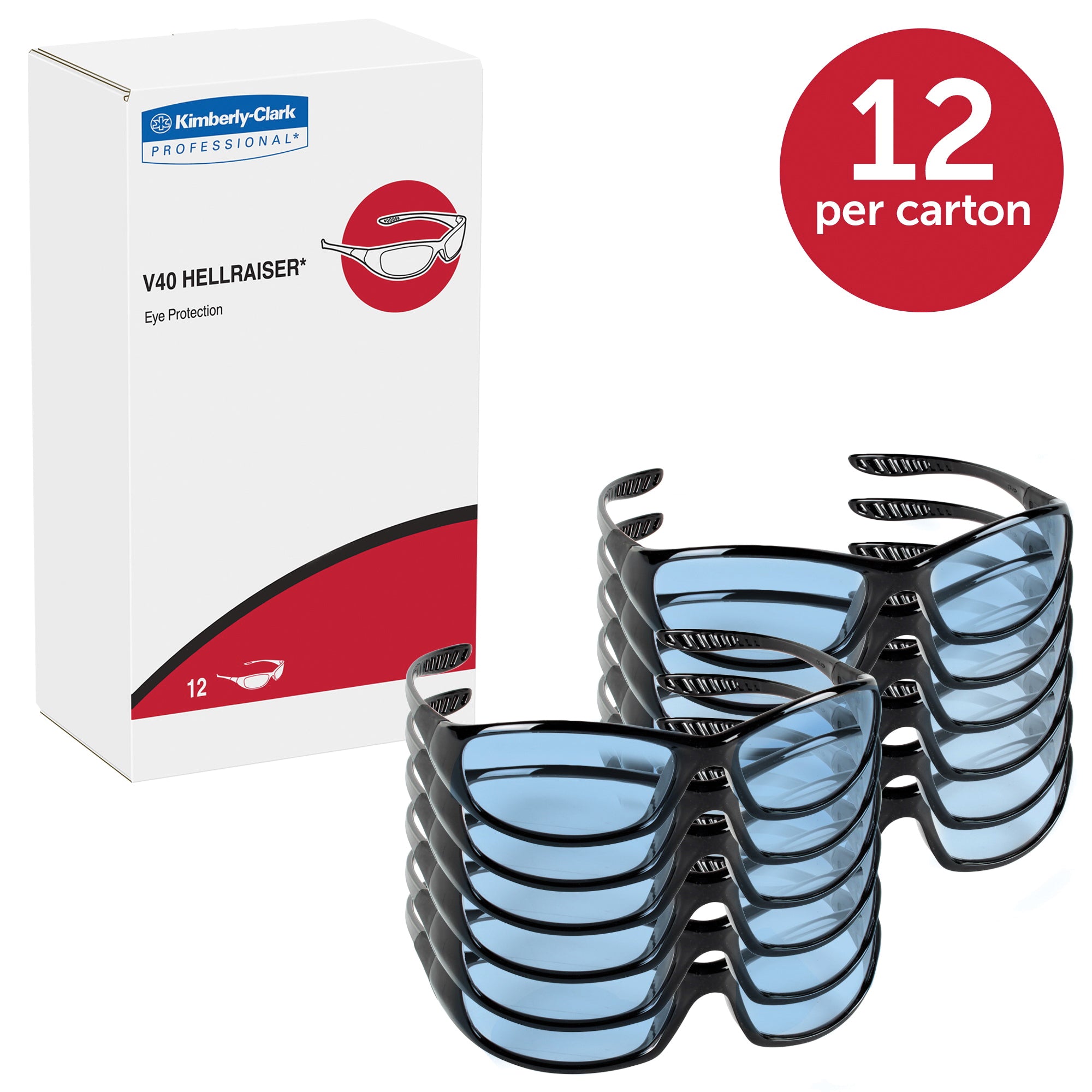 KLEENGUARD KleenGuard 20542 V40 Hellraiser Lightweight Safety Glasses Anti-Scratch Light Blue Lens Black Frame