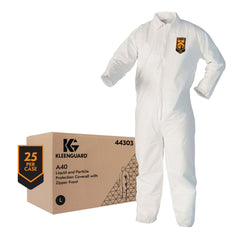 KleenGuard 44303 A40 Liquid Particle Protection Disposable Coverall, Unisex, L, Microporous Film Laminate