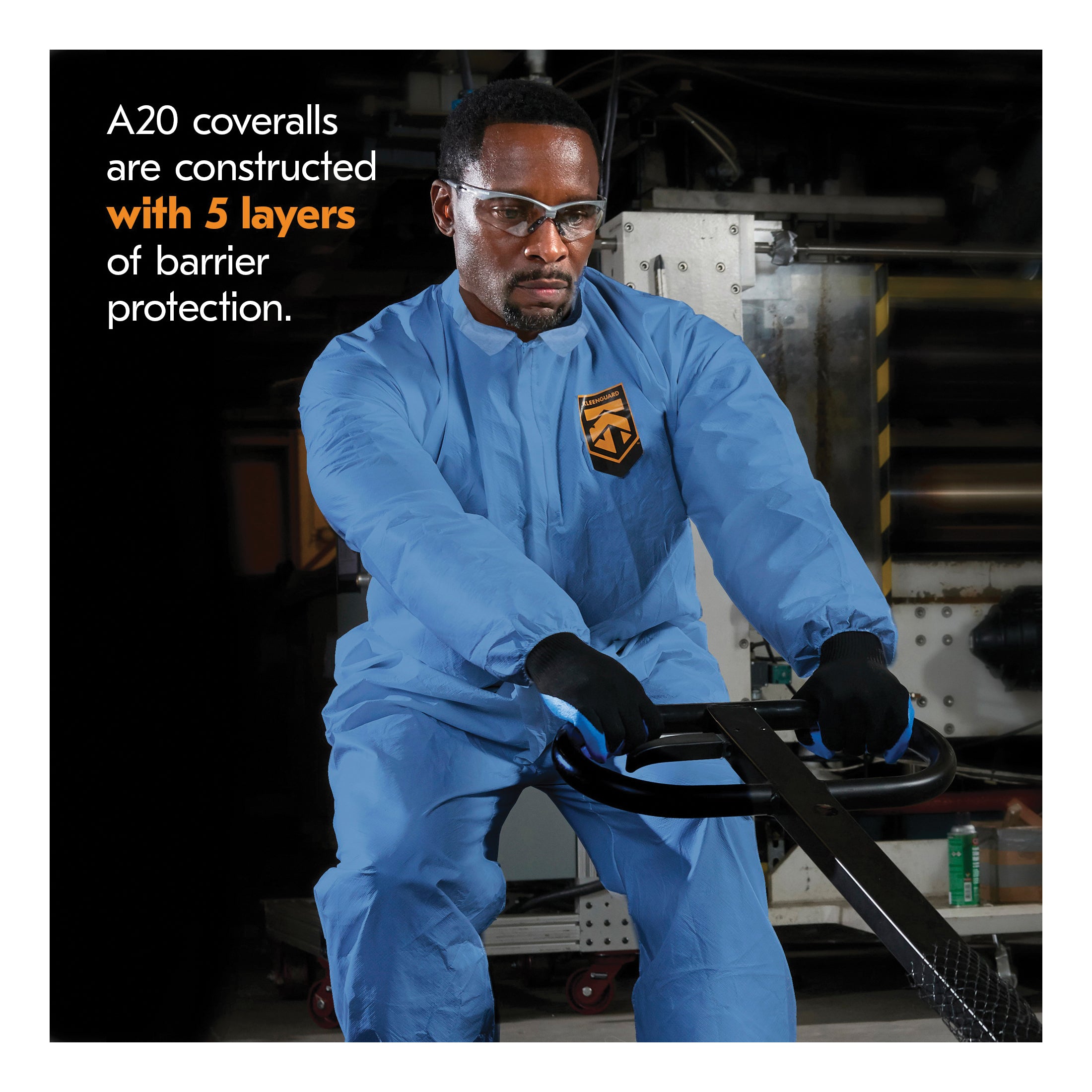 KLEENGUARD KleenGuard 58502 A20 Breathable Lightweight Disposable Coverall M Blue Denim SMS Fabric
