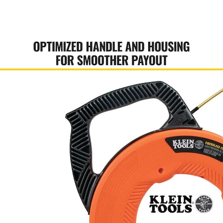 KLEIN TOOLS Klein Tools 56350 Fiberglass Fish Tape with Spiral Steel Leader, 50-Foot