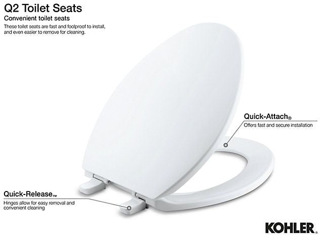 KOHLER Kohler K-4775-0 Brevia, Advantage, Quick-Release, Q2 16-5/8 inch Toilet Seat K-4775-0